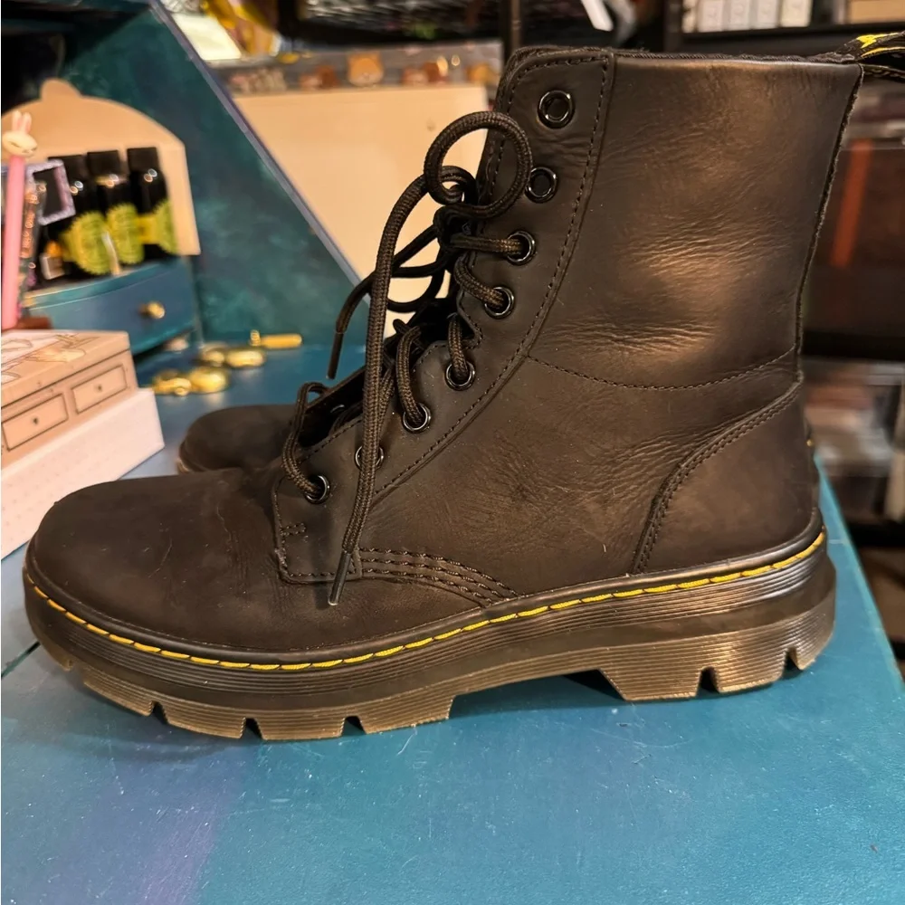 Dr. Martens Black Leather Combat Boots - Picture 2 of 7